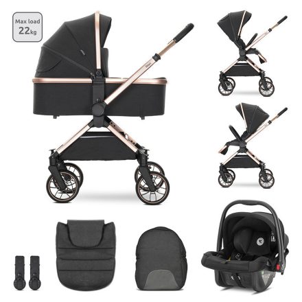 Lorelli Reya 3az1-ben multifunkciós babakocsi átfordítható tolókarral + Joy autóshordozó - Bl