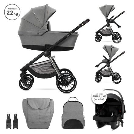 Lorelli Bianca 3az1-ben újszülött babakocsi Lorelli Aria Luxe hordozóval - Grey (2 doboz)
