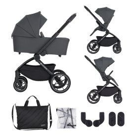   Petite&Mars Kombinált babakocsi SCOUT 2in1 - Anthracite Moon