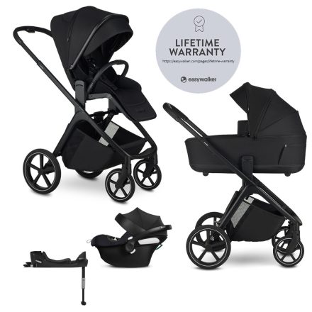 EASYWALKER Kombinált babakocsi Zoey Pure Black + CYBEX Aton B2 i-Size + bázis
