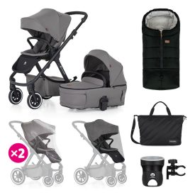   Petite&Mars Kombinált babakocsi, ICON 2in1, Dove Grey, XXL AIR
